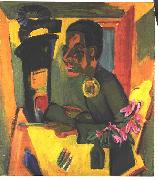 Ernst Ludwig Kirchner, Selfportrait with easel